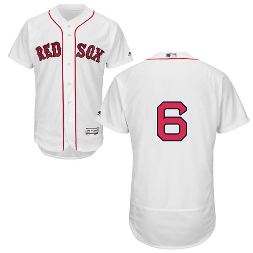 Red Sox #6 Johnny Pesky White Flexbase Authentic Collection Stitched MLB Jersey - Click Image to Close